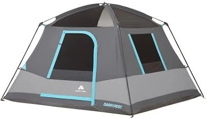 10' x 9' Ozark Trail Six-Person Dark Rest Cabin Family Camping and Adventure Tent, Includes a Gear Loft, Hanging Organizer, and Electrical Port Access and Ground Vent for Improved Air Circulation