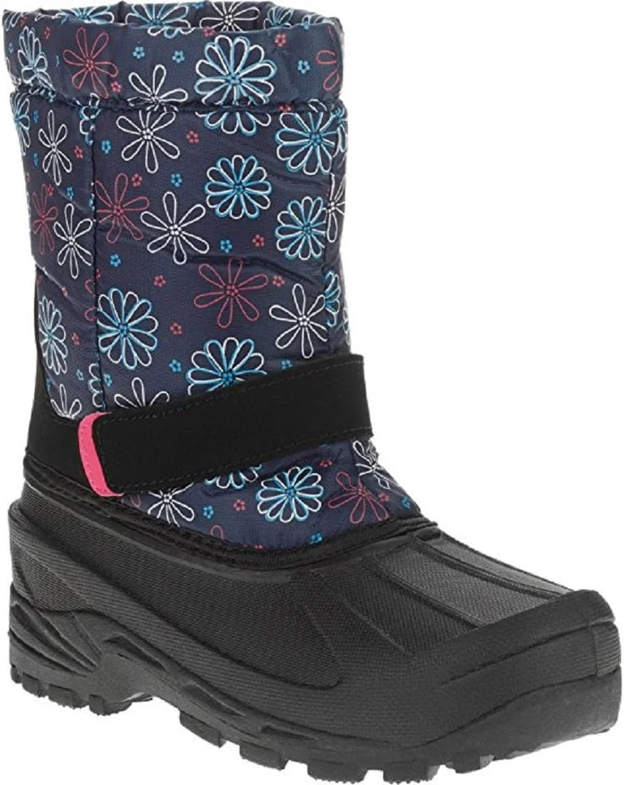 Ozark Trail Temp Rated -5 Toddler Girl's Winter Snow Boots Navy Floral Shaft